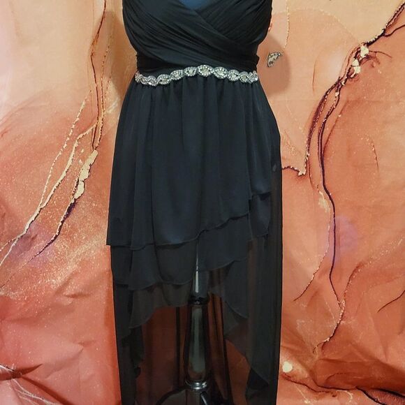 * MY MICHELE BLACK ASYMMETRICAL MAXI GOWN - Picture 1 of 10